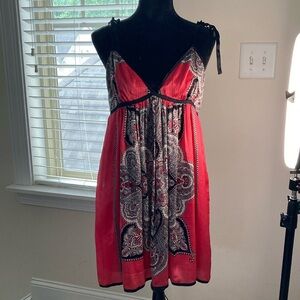 Elegant Red Paisley Dress